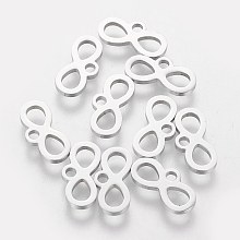 Honeyhandy 201 Stainless Steel Charms, Laser Cut, Infinity, Stainless Steel Color, 6x12x1.2mm, Hole: 1.5mm