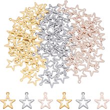 UNICRAFTALE About 90pcs Hollow Star Charm 3 Colors Pentagram Pendants Stainless Steel Charm Metal Charms Pendant Smooth Charms for Jewelry Making 1.4mm Hole,15mm