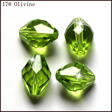 Honeyhandy Imitation Austrian Crystal Beads, Grade AAA, Faceted, Bicone, Yellow Green, 10x13mm, Hole: 0.9~1mm