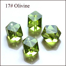 Honeyhandy Imitation Austrian Crystal Beads, Grade AAA, Faceted, Cornerless Cube Beads, Yellow Green, 7.5x7.5x7.5mm, Hole: 0.9~1mm