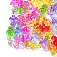 Honeyhandy Transparent Acrylic Pendants, Dummy Pacifier, Mixed Color, 31x15mm, Hole: 5x6mm, about 260pcs/500g