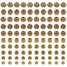 NBEADS 100 Pcs 10 Styles Golden Spacer Beads, Tibetan Style Alloy Beads, Large Hole Antique Metal Beads for Bracelet Necklace Making Supplies