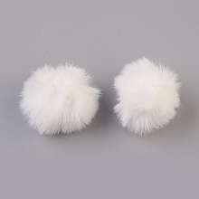 Honeyhandy Handmade Faux Rabbit Fur Pom Pom Ball Covered Pendants, Fuzzy Bunny Hair Balls, with Elastic Fiber, White, 50~60mm, Hole: 4x5mm