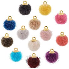 PandaHall Elite 130pcs 13 Colors Pompoms Earrings Fabric Fur Metallic Pompoms Charms DIY Fluffy Ball Charms for Dangle Tassel Earrings Charm Pendant Jewelry Making