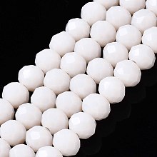 Honeyhandy Opaque Solid Color Glass Beads Strands, Faceted, Rondelle, Thistle, 6x5mm, Hole: 1mm, about 87~90pcs/strand, 17~17.5 inch(42.5~43.75cm)