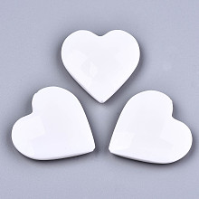 Honeyhandy Opaque Acrylic Beads, Faceted, Heart, White, 45.5x45.5x10mm, Hole: 1.5mm