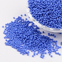 FGB 11/0 Baking Paint Glass Seed Spacer Beads, Cornflower Blue, 2x1.5mm, Hole: 0.7mm, about 2840pcs/50g