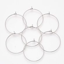 UNICRAFTALE 25 Pairs Hoop Earring Wine Findings Stainless Steel Hoop Earring Findings Ring Ear Wires for Women Jewelry Earrings Making 24~25x0.6mm, pin 0.6mm