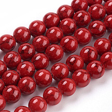 Honeyhandy Synthetic Turquoise Beads Strands, Dyed, Round, Red, 8mm, Hole: 1mm, about 50pcs/strand, 15.7 inch