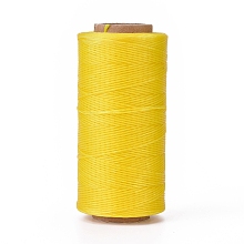 Honeyhandy Waxed Polyester Cord, Micro Macrame Cord, Waxed Sewing Thread, Flat, Yellow, 0.8mm, about 284.33 yards(260m)/roll