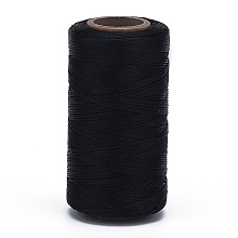 Honeyhandy Flat Waxed Polyester Cords, Black, 1x0.3mm, about 284.33 yards(260m)/roll