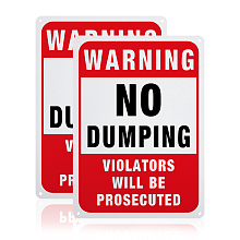 Globleland UV Protected & Waterproof Aluminum Warning Signs, Warning No Dumping - Violators Will be Prosecuted Sign, Red, 250x180x1mm, Hole: 4mm