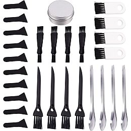 GORGECRAFT 23PCS Black Scrapers Brushes and Spoons Kit for Grinder Including Pollen Scraper Plastic Cleaning Brush Stainless Steel Spatula Micro Scoop Aluminium Tin Cans for Grinder