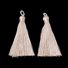 Honeyhandy Polyester Tassel Big Pendants Decoration, Dark Salmon, 80~90x8.5~9mm, Hole: 4x6mm