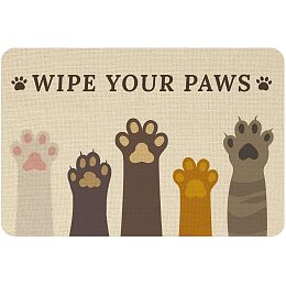 SUPERFINDINGS 23.6"x15.7" Indoor Doormat, Anti Slip, Durable & Waterproof Linen and Rubber Ground Mat for Front Door Inside Dirt Trapper Mats Shoes Scraper, with Cat Paw Pattern