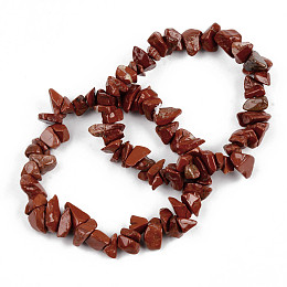 Honeyhandy Unisex Chip Natural Red Jasper Beaded Stretch Bracelets, Inner Diameter: 1-3/4~2 inch(4.5~5cm)