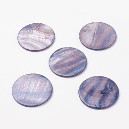 Honeyhandy Shell Cabochons, Flat Round, Black, 40x2.5mm