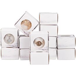 FINGERINSPIRE 26 Sets Folding Cardboard Paper Boxes with Clear Window 1.7x1.6x1inch Marble Pattern Display Boxes Rectangle White Small Gift Packaging Boxes for Ring Bracelet Necklace Packaging