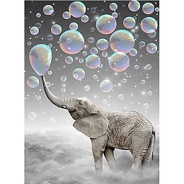 Honeyhandy 5D DIY Diamond Painting Animals Canvas Kits, with Resin Rhinestones, Diamond Sticky Pen, Tray Plate and Glue Clay, Elephant Pattern, 30x20x0.02cm