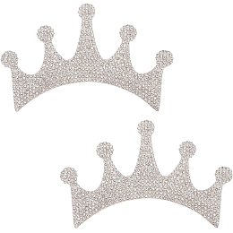 SUPERFINDINGS 2Pcs Bling Crown Shape Glass Rhinestone Waterproof Sticker for Decorate Cars Bumper Window Laptops Luggage, Crystal 65x100x1.5mm