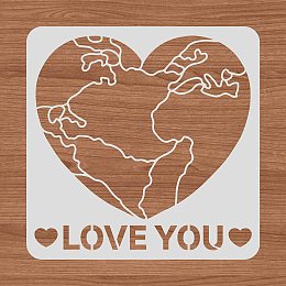 BENECREAT 12x12" Love You Stencils, Heart Earth Stencils for Green Day Celebrations and Wall Home Decoration