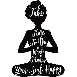 ARRICRAFT Meditation Yoga Theme PVC Wall Sticker Take Time to Do What Makes Your Soul Happy Vinyl Wall Decal Wall Art Warming Quotes Self-Adhesive Sticker for Women's Life Hall Black 15"x11"