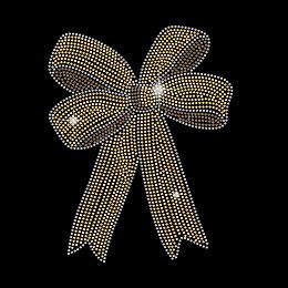 SUPERDANT Yellow Bow Iron on Rhinestone T-Shirt Teen Girls Bow Crystal Heat Transfer Hot fix Rhinestone Bling DIY Decals for Clothing T-Shirts Vest Shoes Hat Jacket DIY Accessories