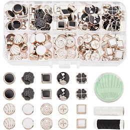 NBEADS 100 Pcs Faux Pearl Buttons, 10 Styles Retro Plastic Pearl Shank Buttons with Needle and Thread Embellishments Sewing Crafts for Clothes Shirts Suits Coats Sweaters Wedding Dress