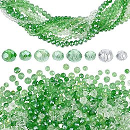 PandaHall Elite 660pcs Green Clear Beads, Rondelle Faceted Beads Electroplate Glass Beads Crystal AB Color Plated Loose Beads 6mm 8mm Spacer Bead for Bracelet Jewelry Craft Making, 8 Strands