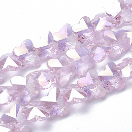 Honeyhandy Electroplate Glass Beads, AB Color Plated, Faceted, Butterfly, Pearl Pink, 8x10x6mm, Hole: 1mm