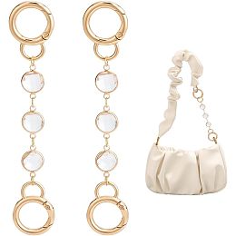 UNICRAFTALE 2pcs Transparent Glass Crystal Bag Extender Chains Brass Purse Chain 136mm Light Gold Shoulder Bag Strap Extender Chains with Spring Gate Rings for Bag Straps Replacement Accessories