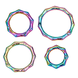 GORGECRAFT 4PCS 1.5" 1.25" 1" 0.74" Rainbow Metal O Ring Spring Bamboo Opening Ring Gate Rings Colorful Zinc Alloy O-Ring Carabiner Keyring Metal Round Clip Clasp Buckle Purse Hardware for Key Ring