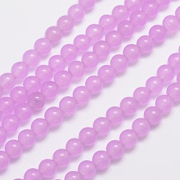 Honeyhandy Natural & Dyed Malaysia Jade Bead Strands, Round, Plum, 6mm, Hole: 0.8mm, about 64pcs/strand, 15 inch