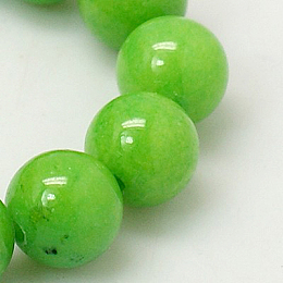 Honeyhandy Natural Mashan Jade Round Beads Strands, Dyed, Light Green, 6mm, Hole: 1mm, about 69pcs/strand, 15.7 inch