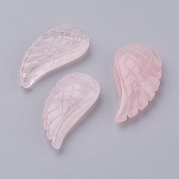 Natural Rose Quartz Pendants, Wing, 24.5x12x5mm, Hole: 1mm