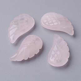 Honeyhandy Natural Rose Quartz Pendants, Wing, 17~19x9~11x3~5mm, Hole: 1mm