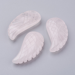 Honeyhandy Natural Rose Quartz Pendants, Wing, 34~35x16~18x6.5~7.5mm, Hole: 1mm