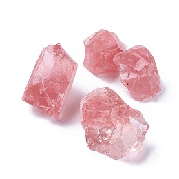 Honeyhandy Cherry Quartz Glass Beads, Nuggets, No Hole/Undrilled, 24.5~47x16~41x10~26.5mm, about 100g/bag