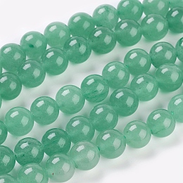 Honeyhandy Natural Green Aventurine Beads Strands, Round, Light Green, 10mm, Hole: 1mm