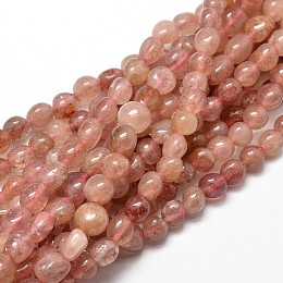 Honeyhandy Natural Strawberry Quartz Nuggets Beads Strands, 5~10x6~7x3~7mm, hole: 1mm, about 14.9 inch~15.7 inch