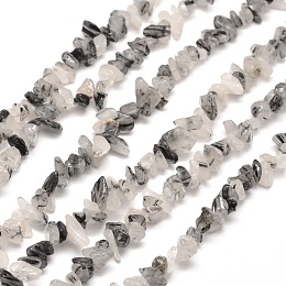 Honeyhandy Natural Rutilated Quartz Chip Bead Strands, 5~8x5~8mm, Hole: 1mm, about 31.5 inch