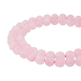 PandaHall Elite 8mm Frosted Natural Rose Quartz Bead Strands Round Loose Beads Approxi 15 inch 51pcs 1 Strand for Jewelry Making