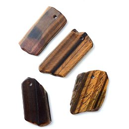 PH PandaHall 10 Pieces Natural Tiger Eye Gemstone Pendants Irregular Loose Stone Charms for Jewelry Making, Assorted Style