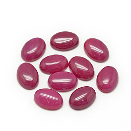 Honeyhandy Natural White Jade Cabochons, Dyed, Oval, Camellia, 18x13x5mm