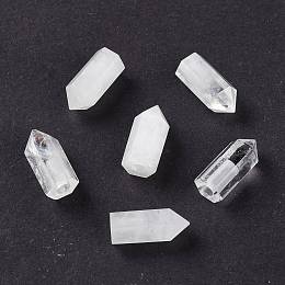 Honeyhandy Natural Quartz Crystal Beads, Rock Crystal Beads, Half Drilled Beads, Hexagonal Prism, 17~17.5x8x7mm, Hole: 2.5mm