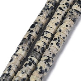 Honeyhandy Natural Dalmatian Jasper Beads Strands, Heishi Beads, Flat Round/Disc, 6x3mm, Hole: 1mm, about 119~131pcs/strand, 14.76~15.74 inch(37.5~40cm)