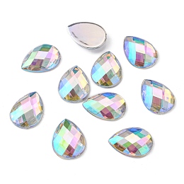 Honeyhandy Imitation Taiwan Acrylic Rhinestone Cabochons, Flat Back, Faceted Teardrop, AB Color, Clear AB, 18x13x4mm, about 500pcs/bag