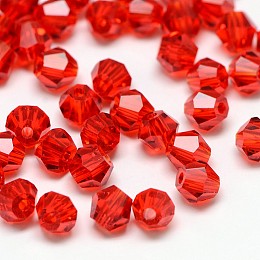 Honeyhandy Imitation 5301 Bicone Beads, Transparent Glass Faceted Beads, Red, 3.5x3mm, Hole: 1mm, about 720pcs/bag