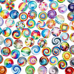 PandaHall Elite 70pcs 25mm Glass Dome Cabochons, Colorful Half Round Flatback Cabochons Mosaic Tile Mixed Color Glass Cabochons for Photo Cameo Pendant Jewelry Making Handcrafts Scrapbooking