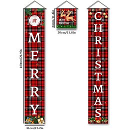 Arricraft 3 Pcs/Set Merry Christmas Banner Door Hanging Banner Flag Hanging Decorations Welcome Couplet Sign Set for Christmas Front Door Porch Decor 70.8x11.8in